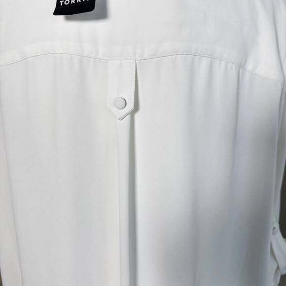 Torrid Harper Georgette Pullover 3/4 Roll Tab Sleeve Tunic Blouse White 2X NWT - Picture 6 of 11